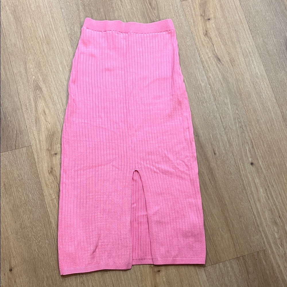 Free People Pink Ribbed Pencil Skirt